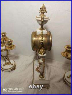 Garniture portique st Louis XVI marbre riche deco bronze dore fonctionne sonne