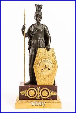 Gerard-Jean Galle spectaculaire pendule Pallas Athena fin de l'époque Empire