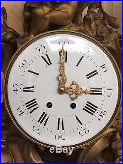 Grand cartel d'applique Louis XV / Cartel en bronze / Pendule murale / Horloge