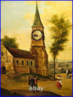 Grand tableau horloge pendule boite à musique XIXeme painting clock