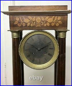 Grande PENDULE portique noyer marqueterie Clock klok antique uhren Kaminuhr