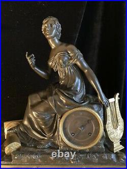 Grande Pendule Bronze Empire / Restauration Mythologie Grecque Signee Lesieur
