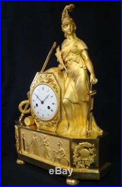 Grande Pendule Empire en bronze doré''Minerve'' ou''Athéna (french clock)