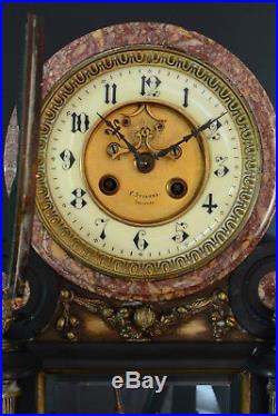 Grande Pendule de Notaire Marbre Bronze Putti mouvement Brocot Napoléon Clock