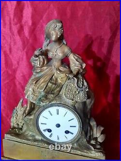 Grande Pendule romantique bronze Doré, Mouvement A Fil XIXe, Kaminuhr clock uhr
