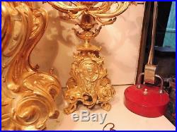 Grande garniture pendule et deux chandeliers bronze fonctionne sonne