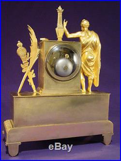 Grande pendule bronze doré Empire Restauration Homére french clock uhr XIXéme