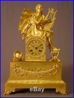 Grande pendule bronze doré Empire Restauration Orphée french clock uhr XIXéme