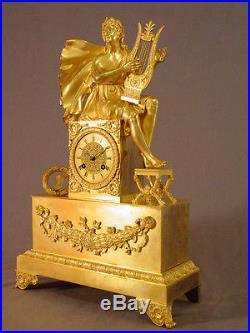 Grande pendule bronze doré Empire Restauration Orphée french clock uhr XIXéme