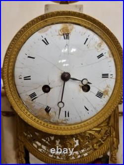 Grande pendule bronze et marbre blanc Clock Uhr Empire Napoléon