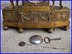 Grande pendule horloge en bronze Troubadour Empire restauration L GAMOT lille