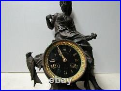 Grande pendule horloge en marbre et regule