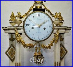 Grande pendule portique LOUIS XVI mvt à quantieme signé ARNOUX antique clock
