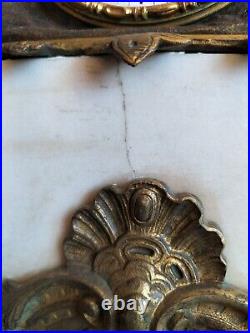 Grande pendule romantique à l'artiste en bronze doré, patiné & marbre / XIXe