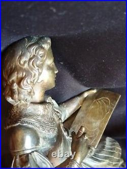 Grande pendule romantique à l'artiste en bronze doré, patiné & marbre / XIXe