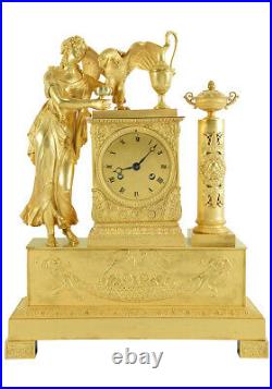 HEBE ET JUPITER. Kaminuhr Empire clock bronze horloge antique pendule uhren