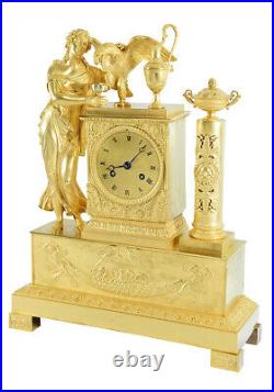HEBE ET JUPITER. Kaminuhr Empire clock bronze horloge antique pendule uhren