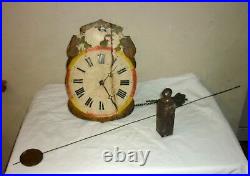 HORLOGE BOIS PIGNONS Signé Furderer Jaegler FORET NOIRE COMTOISE 18 ème CLOCK