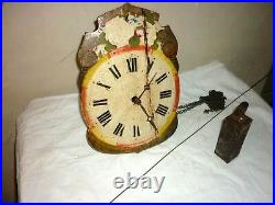 HORLOGE BOIS PIGNONS Signé Furderer Jaegler FORET NOIRE COMTOISE 18 ème CLOCK