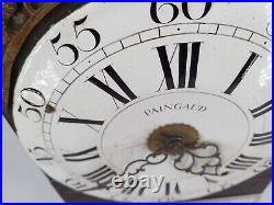 HORLOGE COMTOISE LOUIS XV MOUVEMENT AU COQ XVIIIèm PENDULE UHR HORLOGER PAINGAUD