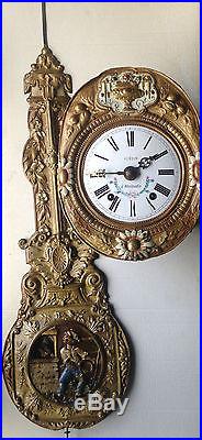 Horloge Comtoise Xix, Pendule, Pendulum, Clock Double Balancier La Ferme
