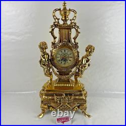 HORLOGE DE CHEMINÉE/TABLE rococo baroque rocaille pendule dorée anges chérubins HORLOGE DE CHEMINÉE/TABLE rococo baroque rocaille pendule dorée anges chérubins
