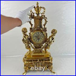 HORLOGE DE CHEMINÉE/TABLE rococo baroque rocaille pendule dorée anges chérubins HORLOGE DE CHEMINÉE/TABLE rococo baroque rocaille pendule dorée anges chérubins