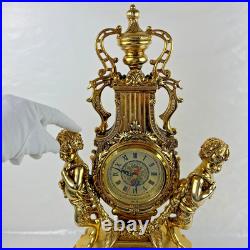 HORLOGE DE CHEMINÉE/TABLE rococo baroque rocaille pendule dorée anges chérubins HORLOGE DE CHEMINÉE/TABLE rococo baroque rocaille pendule dorée anges chérubins