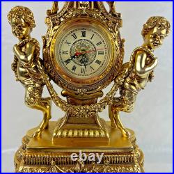 HORLOGE DE CHEMINÉE/TABLE rococo baroque rocaille pendule dorée anges chérubins HORLOGE DE CHEMINÉE/TABLE rococo baroque rocaille pendule dorée anges chérubins