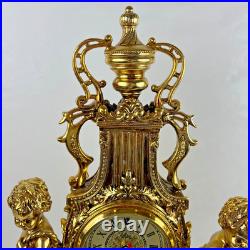 HORLOGE DE CHEMINÉE/TABLE rococo baroque rocaille pendule dorée anges chérubins HORLOGE DE CHEMINÉE/TABLE rococo baroque rocaille pendule dorée anges chérubins