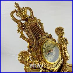HORLOGE DE CHEMINÉE/TABLE rococo baroque rocaille pendule dorée anges chérubins HORLOGE DE CHEMINÉE/TABLE rococo baroque rocaille pendule dorée anges chérubins