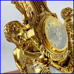 HORLOGE DE CHEMINÉE/TABLE rococo baroque rocaille pendule dorée anges chérubins HORLOGE DE CHEMINÉE/TABLE rococo baroque rocaille pendule dorée anges chérubins