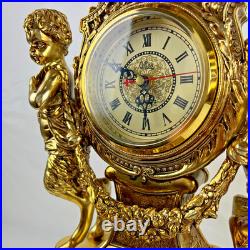 HORLOGE DE CHEMINÉE/TABLE rococo baroque rocaille pendule dorée anges chérubins HORLOGE DE CHEMINÉE/TABLE rococo baroque rocaille pendule dorée anges chérubins