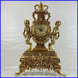 HORLOGE DE CHEMINÉE/TABLE rococo baroque rocaille pendule dorée anges chérubins HORLOGE DE CHEMINÉE/TABLE rococo baroque rocaille pendule dorée anges chérubins