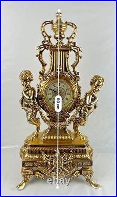 HORLOGE DE CHEMINÉE/TABLE rococo baroque rocaille pendule dorée anges chérubins HORLOGE DE CHEMINÉE/TABLE rococo baroque rocaille pendule dorée anges chérubins