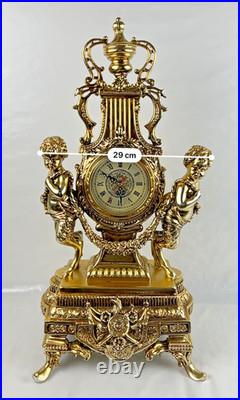 HORLOGE DE CHEMINÉE/TABLE rococo baroque rocaille pendule dorée anges chérubins HORLOGE DE CHEMINÉE/TABLE rococo baroque rocaille pendule dorée anges chérubins