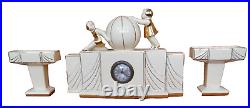 HORLOGE ODYV N° 35 ART DECO, ENFANTS JOUANT AU BALLON, BLANC et DORE RARE