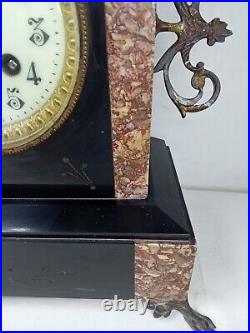 Horloge 19ème siècle Napoléon III en marbre Palot-Lacoste Béziers Fonctionne