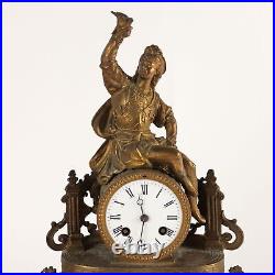 Horloge Ancien d'Appui dans Vitrine'800-'900 Antimoine Doré Métal