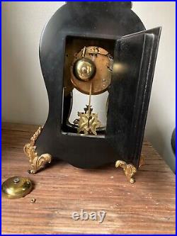 Horloge Cartel Hermle Allemagne 2 Cloches Ronce De Noyer + Clef