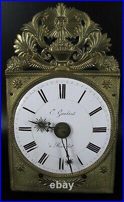 Horloge Mécanisme Comtoise Mouvement Mensuel XIX Balancier Poids Clef / Clock