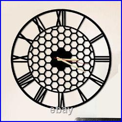 Horloge Murale en métal style industriel, Pendules murales fer Noir, Ronde