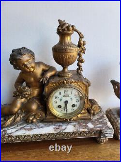 Horloge Pendule Angelots En Regule Avec 2 Cassolettes N° 24