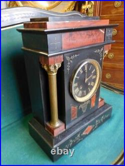 Horloge Pendule En Marbre A Colonnes Napoleon III N° 30