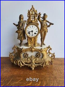 Horloge Pendule En Regule Dore Decor Chasseur N° 4