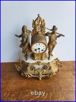 Horloge Pendule En Regule Dore Decor Chasseur N° 4