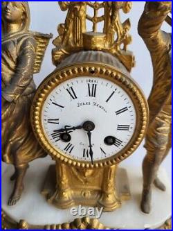 Horloge Pendule En Regule Dore Decor Chasseur N° 4