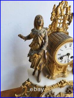 Horloge Pendule En Regule Dore Decor Chasseur N° 4