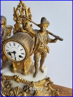 Horloge Pendule En Regule Dore Decor Chasseur N° 4