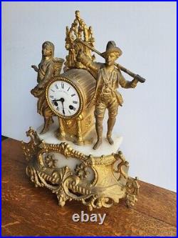 Horloge Pendule En Regule Dore Decor Chasseur N° 4